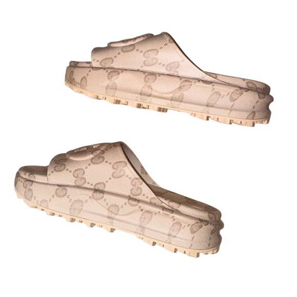 Wrn1X ❤️ GUCCI GG INTERLOCING beige SLIDES WOMEN’s shoes size 41 10 - Picture 6 of 17